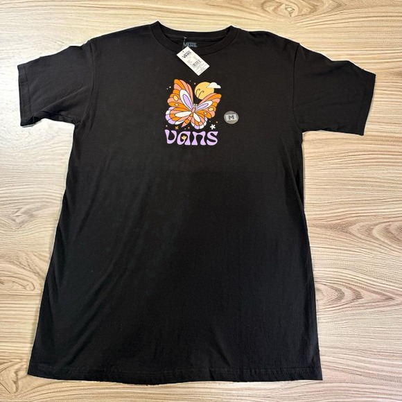 Vans Flutter High Cotton Graphic T-Shirt Size M Short Sleeve Crew neck Black NEW - Picture 1 of 4